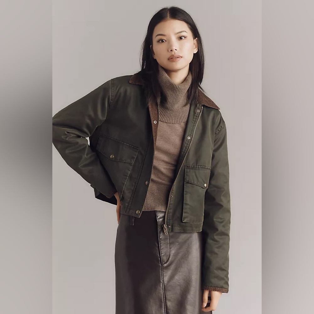 Waxed cropped chore coat